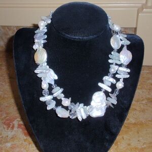G. Spinelli White Keisha Pearls and Crystals Necklace